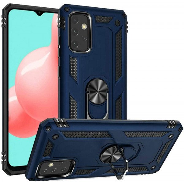 Wholesale Tech Armor Ring Stand Grip Case with Metal Plate for Samsung Galaxy A02S (Navy Blue)